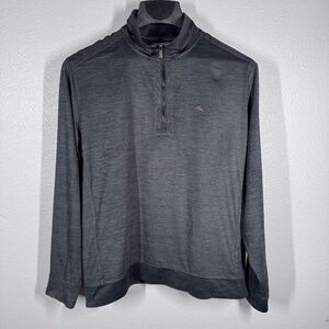 Tommy Bahama IslandZone Dark Gray Heather Quarter-Zip Pullover – Stand Collar